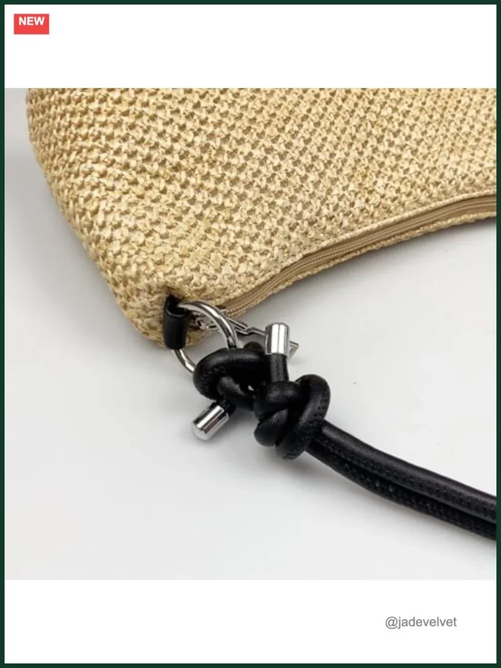Woven Straw Hobo Handbag with Knotted Double Shoulder Strap for Beach